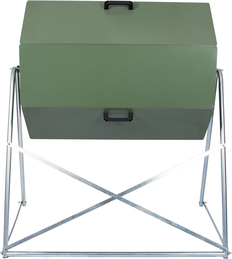 Jora Composter JK 270 - Outdoor Dual Chamber Compost Tumbler - 70 Gallon - Galvanized Steel Construction