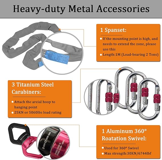 Aerial Hoop 85cm/90cm Aerial Ring Set Fully Strength Tested 500LBS Single Point Circus Aerial Equipment Yoga Hoop With Accessories And Storage Bag