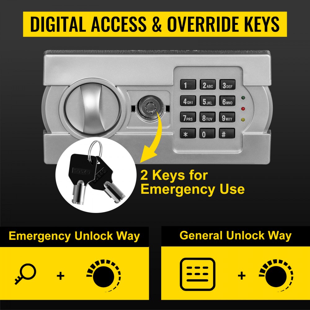 70L Digital Depository Safe Electronic Code Lock, Deposit Safe with Two Emergency Keys, Depository Safe with Deposit Slot, Restaurant Safe Carbon Steel, Depository Box for Home, Hotel and Office
