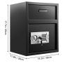 70L Digital Depository Safe Electronic Code Lock, Deposit Safe with Two Emergency Keys, Depository Safe with Deposit Slot, Restaurant Safe Carbon Steel, Depository Box for Home, Hotel and Office