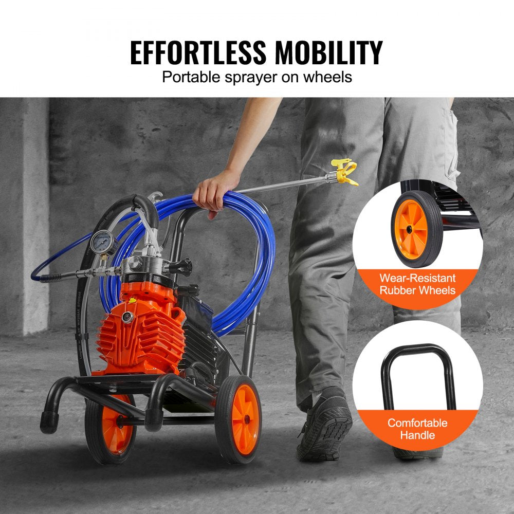 Cart Airless Paint Sprayer Diaphragm Paint Airless Sprayer 900W Electric