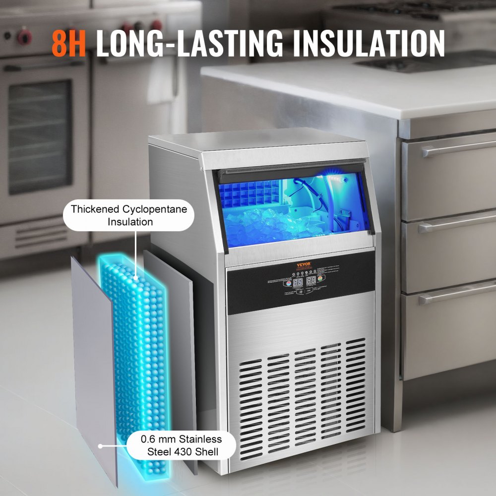 Comercial Ice Maker Freestanding Cabinet Machine 130lbs/24H 60 Ice Cubes