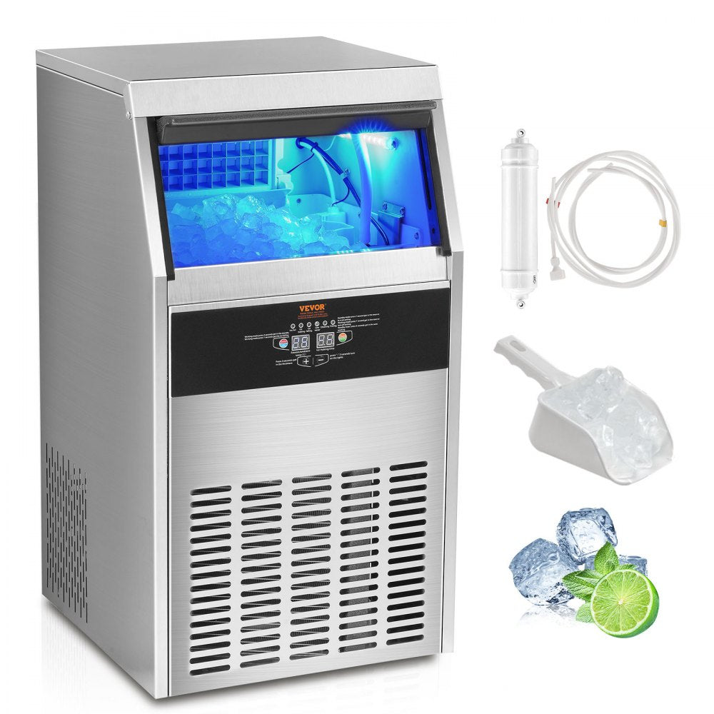 Comercial Ice Maker Freestanding Cabinet Machine 130lbs/24H 60 Ice Cubes