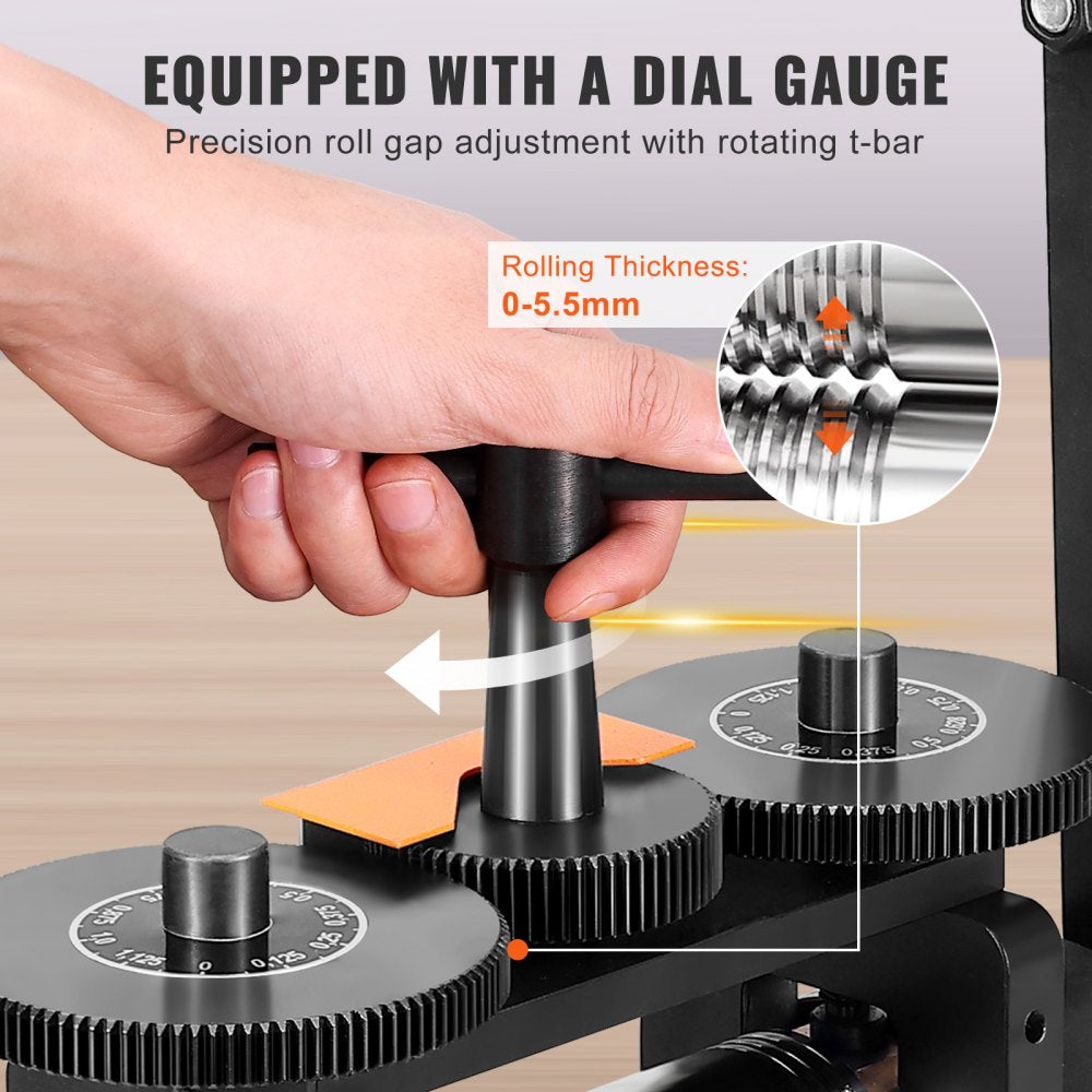 Rolling Mill, 2.24"/57 mm Jewelry Rolling Mill Machine, 1: 2 Gear Ratio, 3-in-1 Multi-function Rolling Mill, 0-5.5 mm Press Thickness for Metal Jewelry Making Sheet Square Wire Elliptical