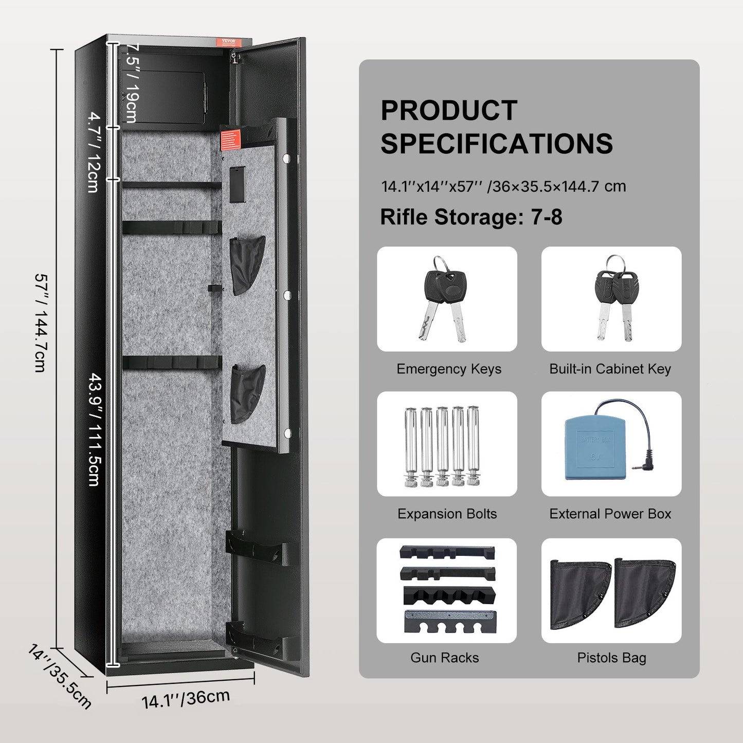 Gun Safe Rifle Safe with Digital Keypad & Lock 5 Rifles Storage Cabinet