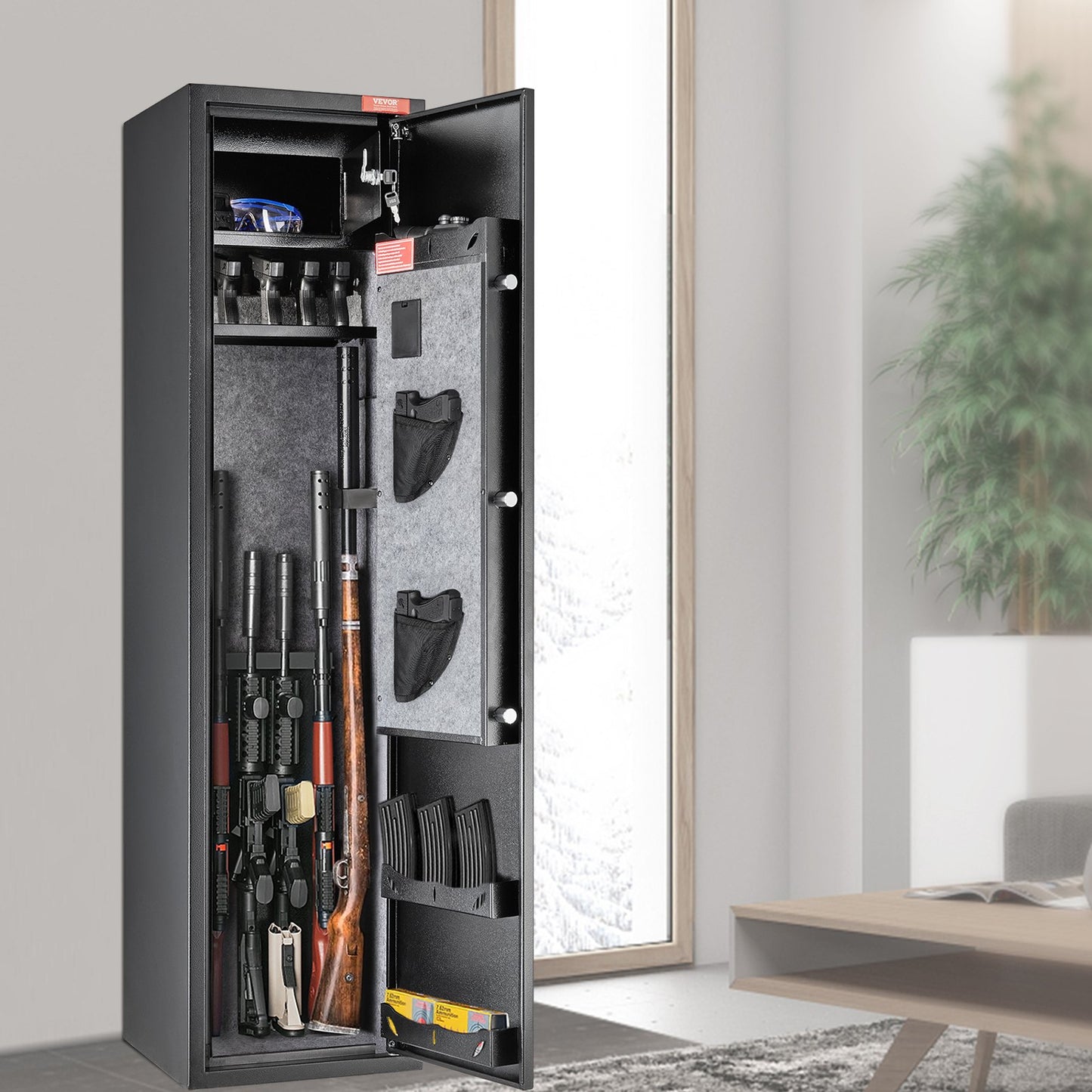 Gun Safe Rifle Safe with Digital Keypad & Lock 5 Rifles Storage Cabinet