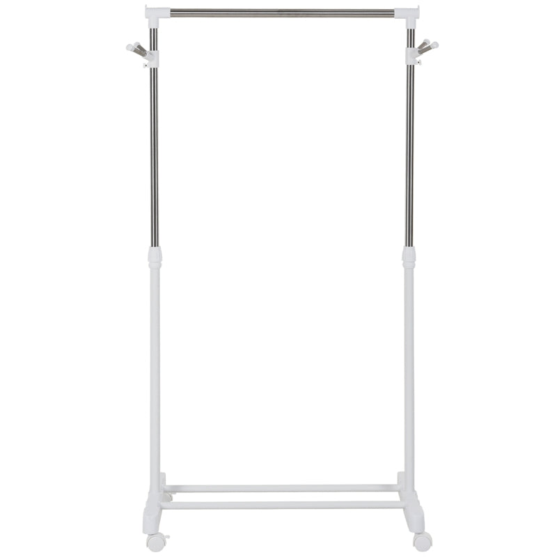 Height Adjustable Single Track Portable Garment Rack, Storage Base with Casters