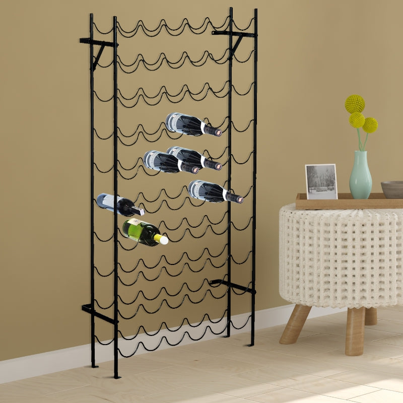 Wine Holder Rack with 10 Tier 60 Bottles Storage Ideal Bar Display in Black 63 x 20.5 x 118cm