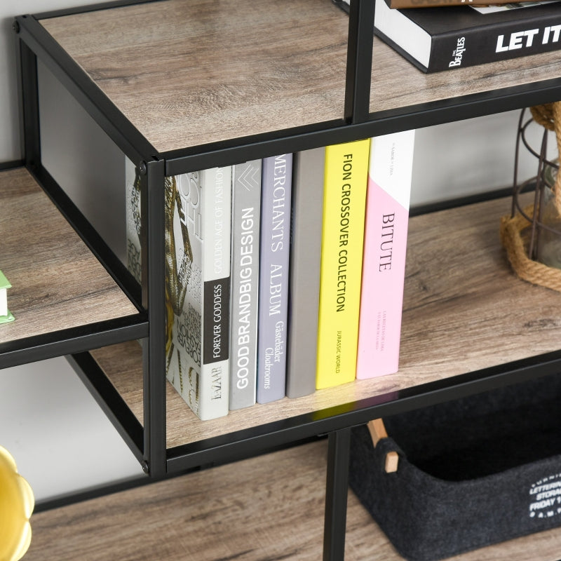 Vintage Industrial Storage Shelf Bookcase Closet Freestanding Display Rack with 5 Shelves, Metal Frame for Home Office & Study Retro Structure Utility Living Room