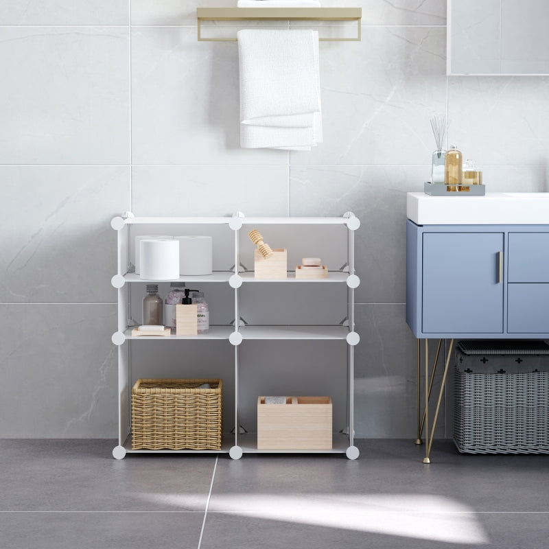 DIY Plastic Wardrobe Closet Free Standing Cupboard 6 Cubic Organizer Home Clothes T-shirt Divider - White Cube Interlocking Storage Cabinet Toy System Bedroom