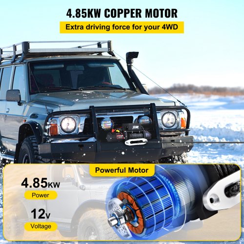 13500 LBS Electric Truck Winch12v Electric Winch ATV Synthetic Rope with Remote Control