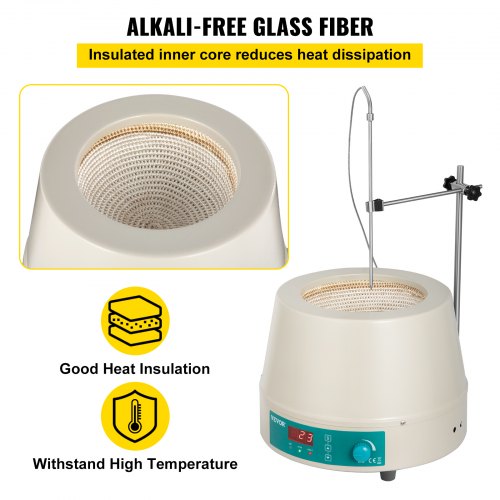 2000ML Magnetic Stirrer Heating Mantle 450W Electric Digital Heating Mantle Lab Equipment Round Bottom for Liquid Heating and Stirring