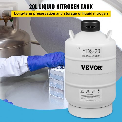 20L Liquid Nitrogen Container Cryogenic Container LN2 Tank Dewar with Straps 6pcs Canisters for Lab