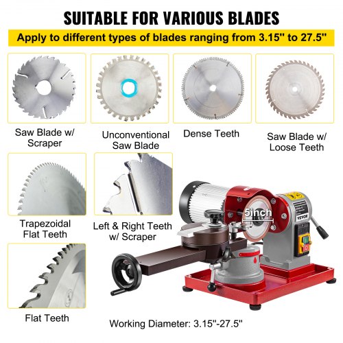 370W Circular Saw Blade Sharpener Rotary Angle Mill Grinding Sharpening Machine 125MM Saw Blade Sharpener Machine for Carbide Tipped Saw Blade