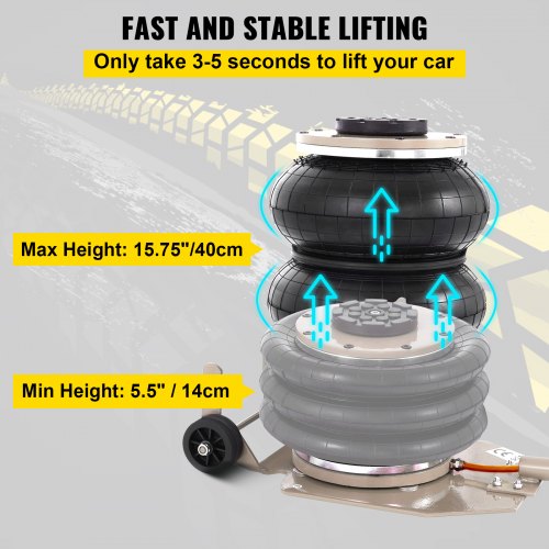 Triple Bag Air Jack Pneumatic Jack 6600LBS Lift Jack Adjustable Jacking Tool Car Jack 6600 lbs Pneumatic Car Jack Durable