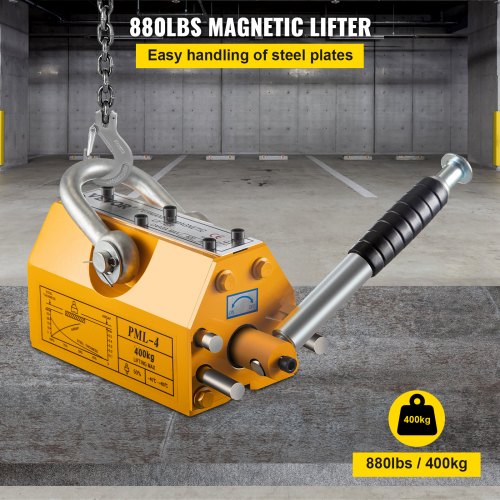 400KG Permanent Magnetic Lifter Steel Sheets Blocks Suspension Stainless Shackle Heavy Duty Magnetic Lift Hoist Shop Crane