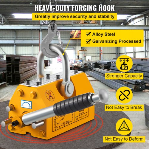 400KG Permanent Magnetic Lifter Steel Sheets Blocks Suspension Stainless Shackle Heavy Duty Magnetic Lift Hoist Shop Crane