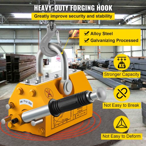 600KG Steel Magnet Magnetic Lifter, 1320Lbs Magnet Hoist Neodymium Suspension Hoist Crane, Forging 3300lb Pull Shackle Durable for Steel Industrial Titanium Alloys Lift