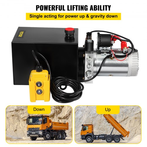 6L Hydraulic Pump Single-Acting Hydraulic Unit Dc12V, Single Acting Hydraulic Power Pack Tank Hand Pump 6 Quart 3200 PSI Max 6 Port Connector