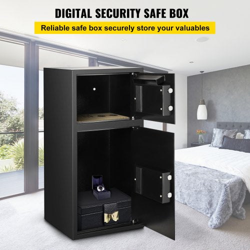 33" Digital Double Door Safe Depository Box Gun Safes Cash Office Security Lock Strong Iron Larger Digital Safe Box