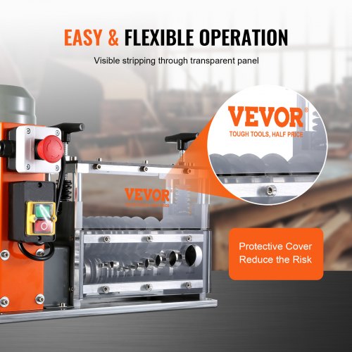 Automatic Wire Stripping Machine, 0.06''-1.26'' Electric Motorized Cable Stripper, 750 W, 98 ft/min Wire Peeler with Visible Stripping Depth Reference, 10 Channels for Scrap Copper Recycling