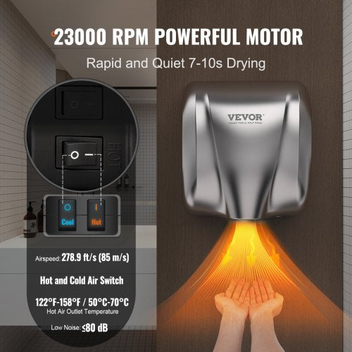 1800W Hand Dryer Commercial Household Automatic High Speed Stainless Steel