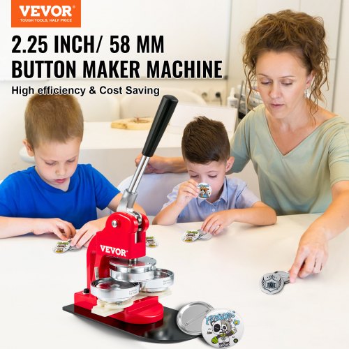 Button Maker Machine, 58 mm (2.25 inch) Badge Punch Press Kit, Children DIY Gifts Pin Maker, Button Making Supplies with 500pcs Button Parts & Circle Cutter & Magic Book