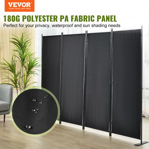 Room Divider 4-Panel Folding Privacy Screen 88.2"x11.8"x67.3"Home Black