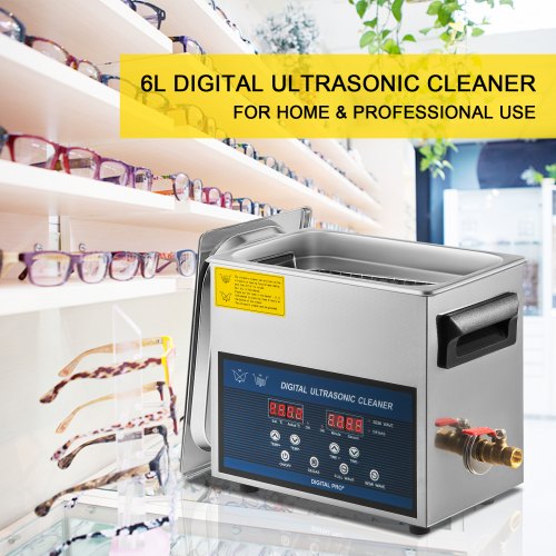 6L Ultrasonic Cleaner Dual Frequency Ultrasonic Cleaning Machine with Heater Jewelry Cleaner for Parts Jewelry Eyeglass Ring Denture Record Circuit Board 28/40KHz