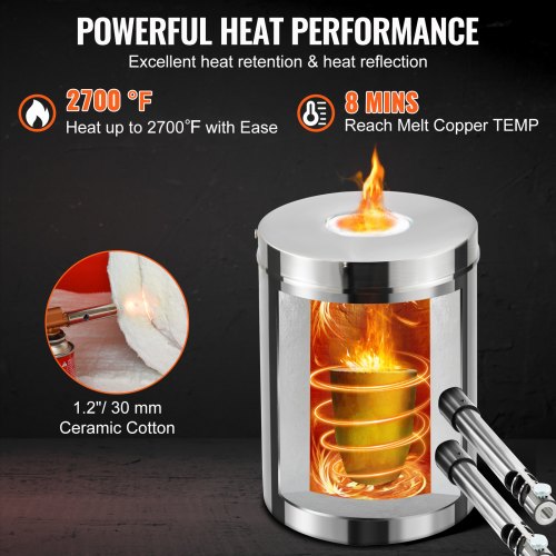 12KG Propane Smelting Furnace Kit Melting Furnace Double Burners 2700℉