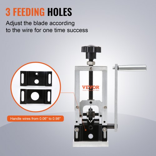Manual Wire Stripping Machine, 0.06''-0.98'' Copper Stripper with Hand Crank or Drill Powered, Visible Stripping Depth Reference, Portable Aluminum Frame Wire Peeler for Scrap Copper Recycling