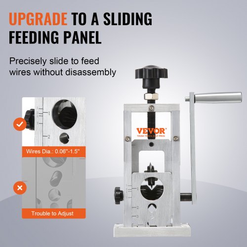 Manual Wire Stripping Machine, 0.06''-1.57'' Copper Stripper with Hand Crank or Drill Powered, Visible Stripping Depth Reference, Portable Aluminum Frame Wire Peeler for Scrap Copper Recycling