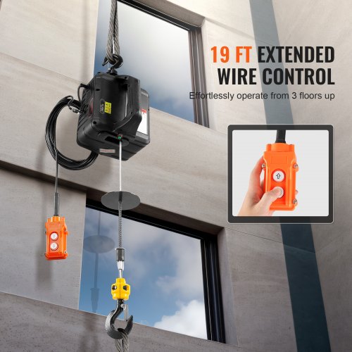 2-in-1 Portable Electric Hoist Power Winch 1100 lbs Wired Remote Control