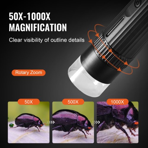 Digital Microscope, 50X-1000X Magnification, 1080P Photo/Video Coin Microscope, Handheld Portable Electronic Microscope with 8 LED Lights, Compatible with Windows/Mac OS/iOS/Android