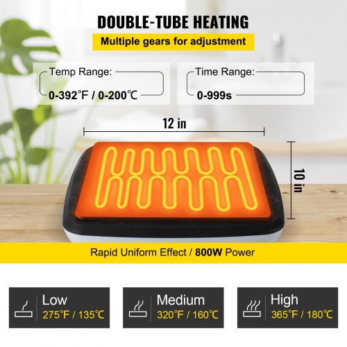 Heat Press 12 x 10 Inch Easy Press 800W Mini Press Portable Easy Mini Press Vibration Function Double-tube Heating Heat Press Machine for T Shirts with Sensitive Touch Screen Display
