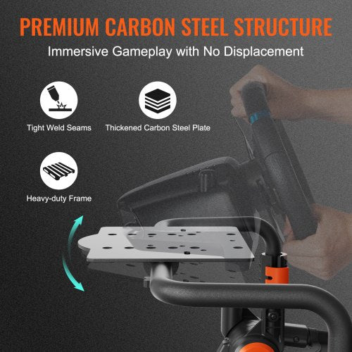 Racing Wheel Stand Foldable Fit For Logitech,Thrustmaster,Fanatec,Hori,Mad Catz, Carbon Steel Driving Simulator Cockpit Adjustable Pedal & Dual-Mode Seating ,Fit Most Steering Wheels and Pedals