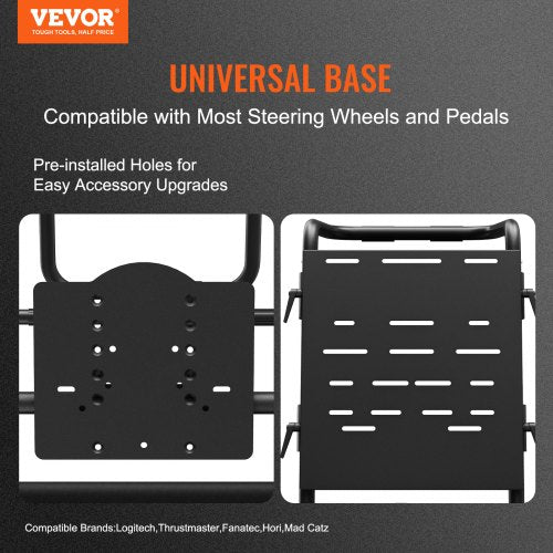 Racing Wheel Stand Foldable Fit For Logitech,Thrustmaster,Fanatec,Hori,Mad Catz, Carbon Steel Driving Simulator Cockpit Adjustable Pedal & Seat ,Fit Most Wheels and Pedals, Max. Load 330lbs