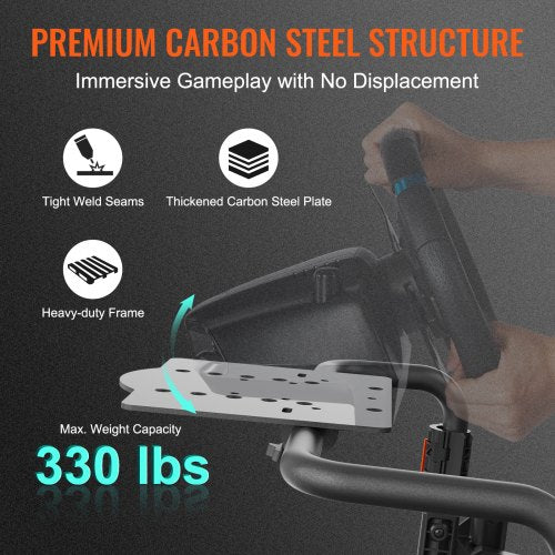 Racing Wheel Stand Foldable Fit For Logitech,Thrustmaster,Fanatec,Hori,Mad Catz, Carbon Steel Driving Simulator Cockpit Adjustable Pedal & Seat ,Fit Most Wheels and Pedals, Max. Load 330lbs