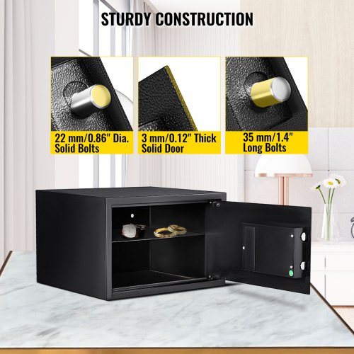 Security Safe 1.2 Cubic Feet, Electronic Safe Box with Electronic Code Lock, Digital Safe Box with 2 Override Keys, Fireproof Safe Carbon Steel Material Money Safe 34L for Home, Hotel and Office