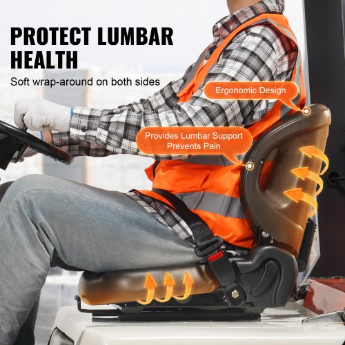 Universal Forklift Seat Wrap-around Forklift Seat Adjustable Back Seatbelt