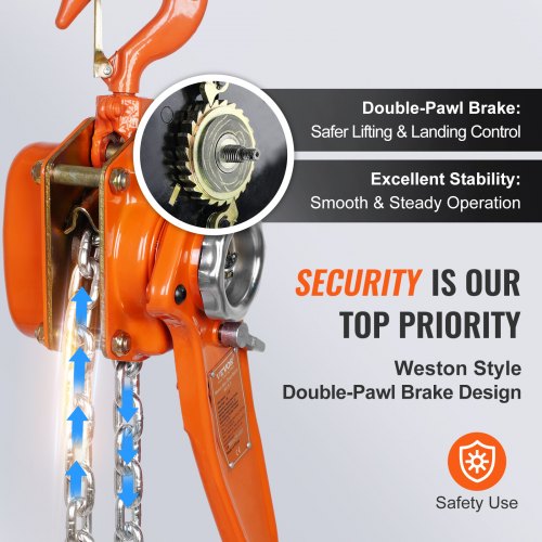 Manual Lever Chain Hoist, 1-1/2 Ton 3300 lbs Capacity 10 FT Come Along, G80 Galvanized Carbon Steel with Weston Double-Pawl Brake,Auto Chain Leading & 360° Rotation Hook, for Garage Factory Dock