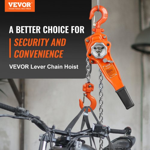 Manual Lever Chain Hoist, 3/4 Ton 1650 lbs Capacity 10 FT Come Along, G80 Galvanized Carbon Steel with Weston Double-Pawl Brake, Auto Chain Leading & 360° Rotation Hook, for Garage Factory Dock