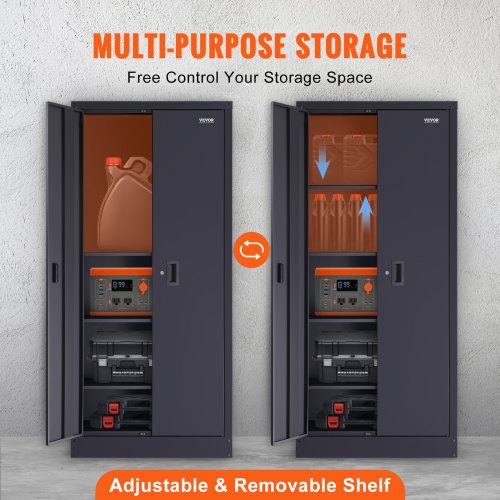 Metal Storage Cabinet w/ 4 Adjustable Shelves & Lockable 200lbs per Shelf