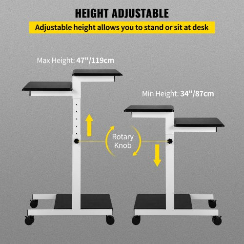 Mobile Standing
Desk Rolling Laptop Desk Height Adjustable for Home Office