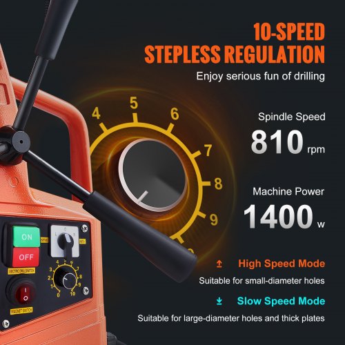 Magnetic Drill 1400W 2922lbf/13000N Portable Mag Drill Press 810RPM