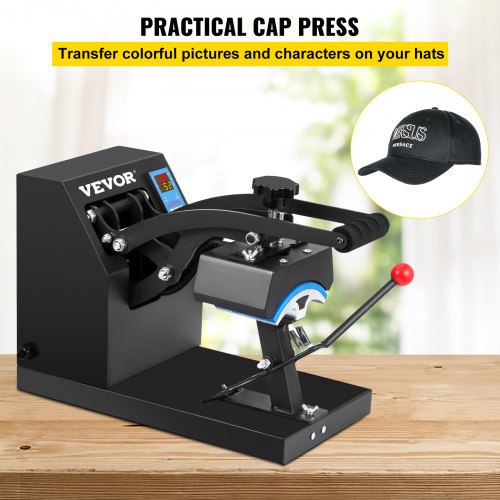 Hat Heat Press 5.5 x 3.5 inch Heat Press Machine 600W Professional Hat Heat Press Machine for Hats Caps Transfer Press Heat with 12000 Hours Life Digital LCD Timer and Temperature Control