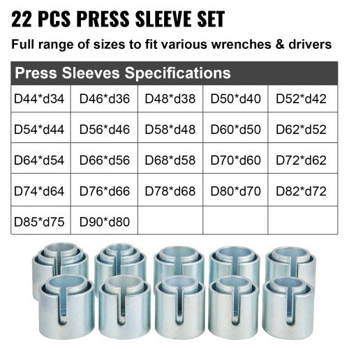 27 PCS Pull and Press Sleeve Kit, 45 # Steel Removal Installation Bushes Bearings Tool Kit, Bush Removal Insertion Sleeve Tool Set Works on Most Cars and LCV, HGV Engines