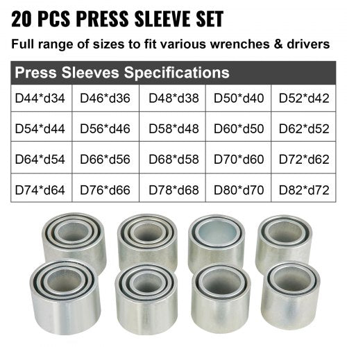 28 PCS Pull and Press Sleeve Kit, 45# Steel Removal Installation Bushes Bearings Tool Kit, Bush Removal Insertion Sleeve Tool Set Works on Most Cars and LCV, HGV Engines