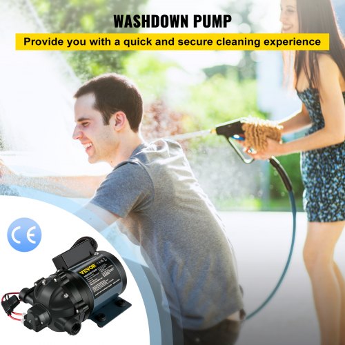 Washdown Pump, 12V DC, 7 GPM 60 PSI, Max. 10 FT Lift Self Priming Water Pump, w/ EPDM Valve, Universal Salt Water Strainer & Female/Male Thread, for RV, Marine Deck, Yacht