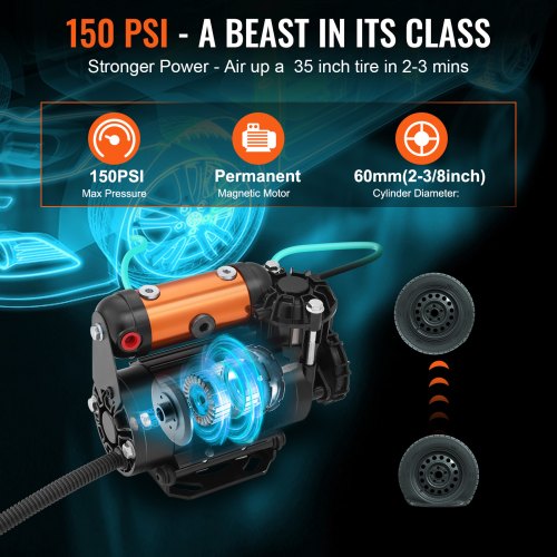 On-Board 12V Air Compressor 150PSI 3.5CFM Portable Offroad Tire Inflator